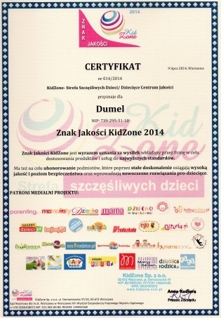 Certyfikat KidZone 2014